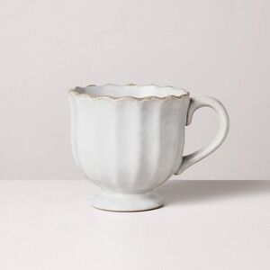 12oz Scalloped Edge Ceramic Mug with Foot Sour Cream - Hearth & Hand Magnolia